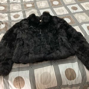 Short black Rabbit Coat